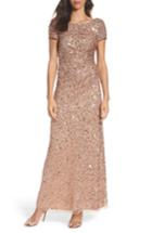 Petite Women's Adrianna Papell Sequin Cowl Back Gown P - Pink