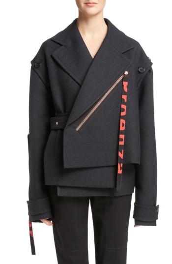 Women's Proenza Schouler Wool & Silk Asymmetrical Coat - Metallic
