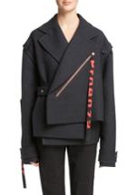 Women's Proenza Schouler Wool & Silk Asymmetrical Coat - Metallic