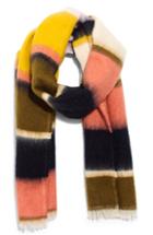 Women's Madewell Fuzzy Multi Stripe Scarf, Size - Yellow