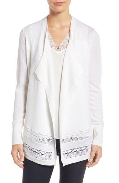 Women's Kobi Halperin Hana Lace Inset Merino Wool Cardigan