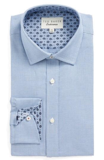 Men's Ted Baker London Endurance Renton Trim Fit Dress Shirt .5 32/33 - Blue