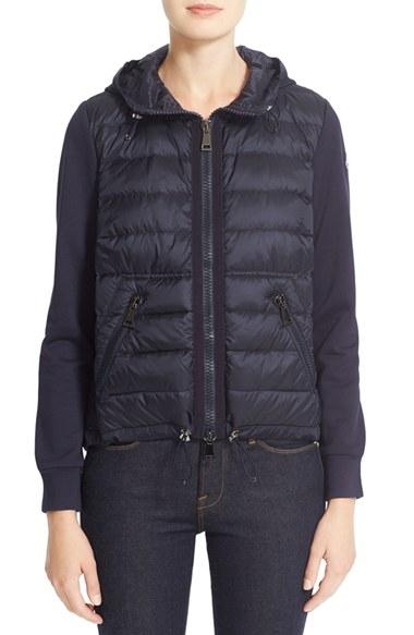 Women's Moncler Down Front Hooded Knit Jacket