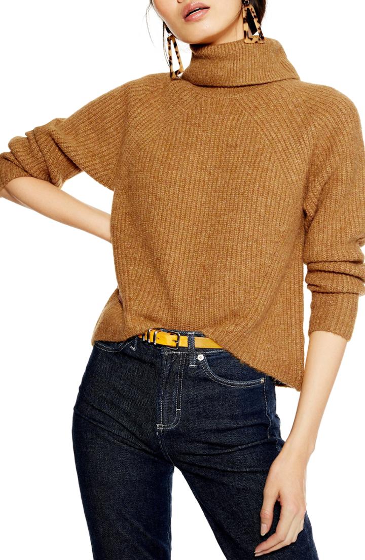 Women's Topshop Turtleneck Sweater Us (fits Like 0-2) - Beige