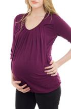 Women's Nurture-elle Pleated Three Quarter Sleeve Nursing Top