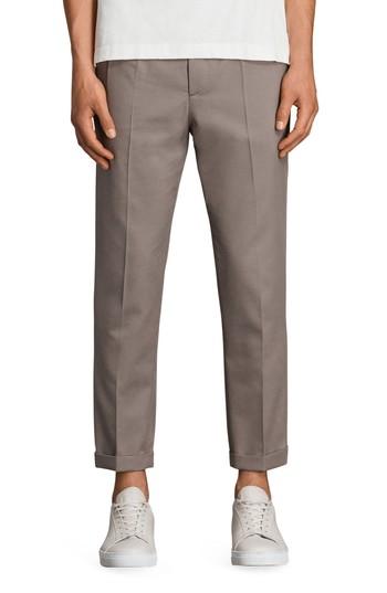 Men's Allsaints Tallis Pleated Cotton & Wool Trousers - Beige
