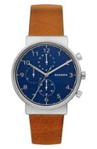 Men's Skagen Ancher Chronograph Leather Strap Watch, 40mm