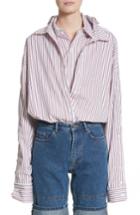 Women's Y/project Double Layer Pinstripe Blouse - Red