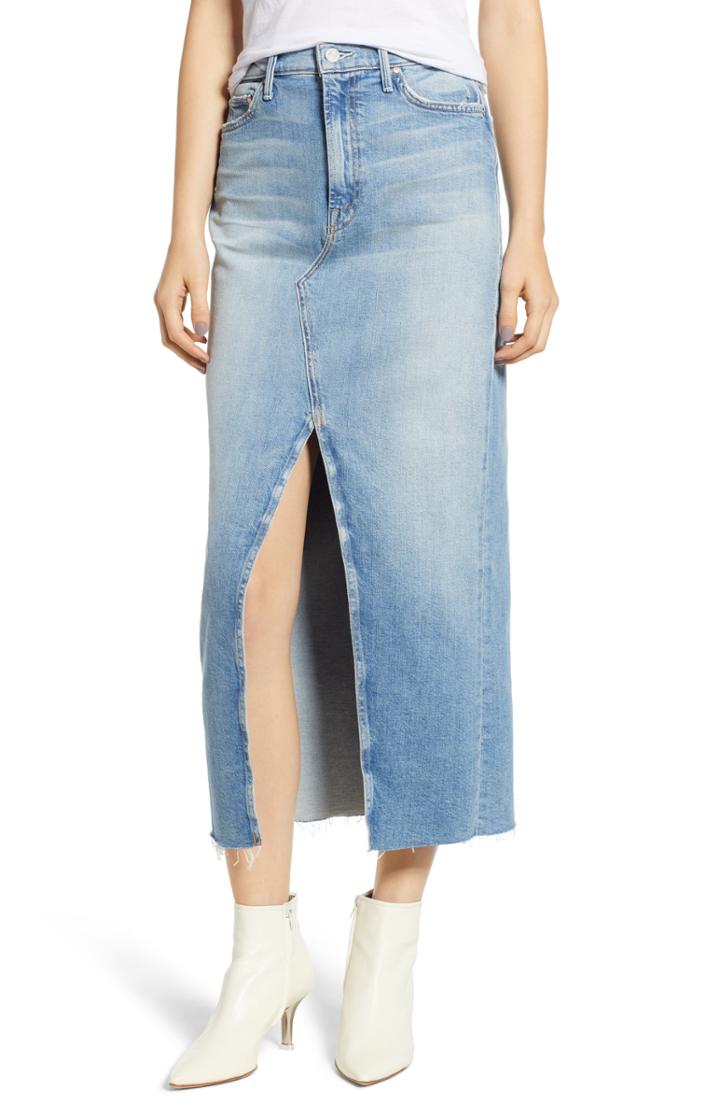 Women's Mother The Sacred Altered Fray Denim Maxi Skirt