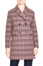 Women's Sandro Double Breasted Plaid Coat - Purple