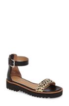 Women's Linea Paolo Riley Genuine Calf Hair Ankle Strap Sandal .5 M - Black