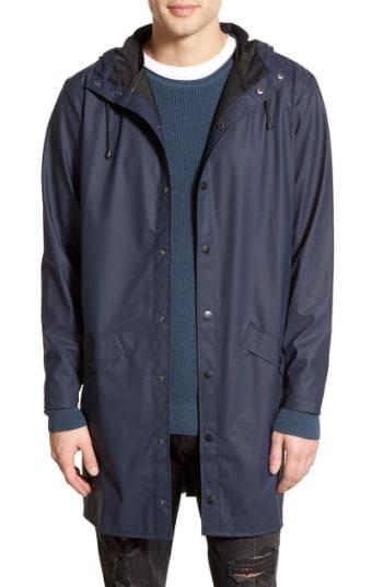 Men's Rains Waterproof Hooded Long Rain Jacket