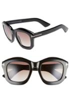 Women's Tom Ford Julia 50mm Gradient Square Sunglasses - Shiny Black Acetate/ Rose Gold