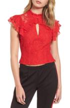 Women's Afrm Blaire Ruffle Lace Top - Red