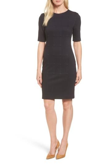 Women's Boss Hanelli Check Jacquard Sheath Dress R - Blue