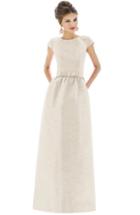 Women's Alfred Sung Cap Sleeve Dupioni Full Length Dress - Beige