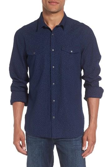 Men's John Varvatos Star Usa Slim Fit Print Snap Front Shirt - Blue