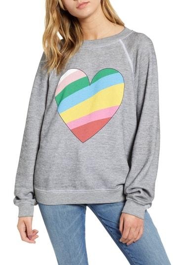 Women's Wildfox Sommers Love Hearts Sweatshirt - Grey