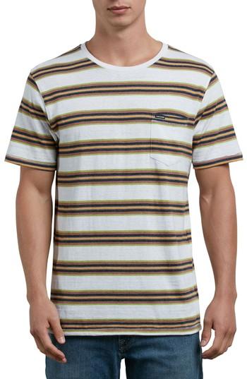 Men's Volcom Belfast Stripe Pocket T-shirt - White