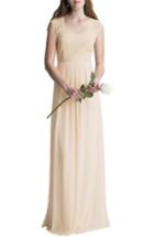Women's #levkoff Lace Bodice A-line Gown - Beige