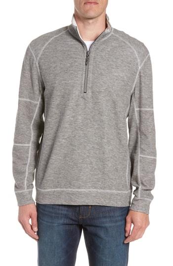 Men's Tommy Bahama Sea Short Flip Reversible Quarter Zip Pullover - Grey