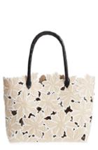Nancy Gonzalez Pieced Leaf Linen & Genuine Crocodile Tote -