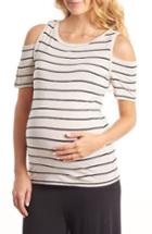 Women's Everly Grey Connie Maternity/nursing Cold-shoulder Top - Beige