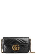 Gucci Supermini Gg Marmont 2.0 Matelasse Leather Shoulder Bag - Black