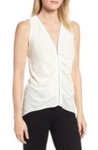 Women's Trouve Zip Shirred Top - White