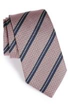 Men's Ermenegildo Zegna Stripe Silk Tie, Size - Pink
