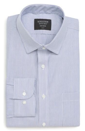 Men's Nordstrom Men's Shop Trim Fit Non-iron Stripe Dress Shirt .5 32/33 - Blue