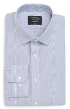 Men's Nordstrom Men's Shop Trim Fit Non-iron Stripe Dress Shirt .5 32/33 - Blue