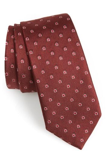 Men's Salvatore Ferragamo Fabrian Print Silk Tie, Size - Burgundy