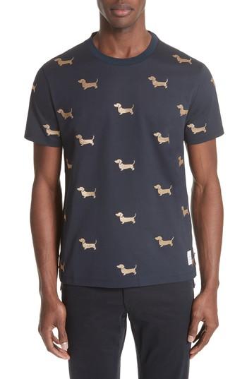 Men's Thom Browne Hector Embroidered T-shirt - Blue