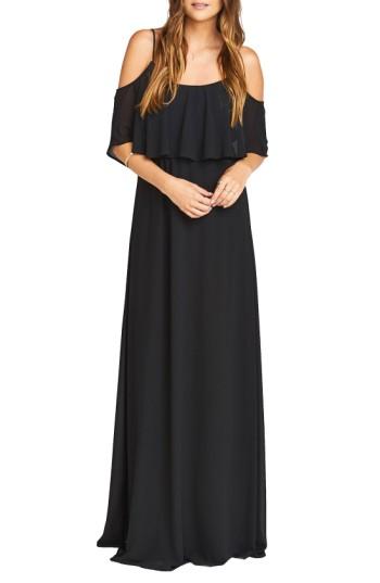 Women's Show Me Your Mumu Caitlin Cold Shoulder Chiffon Gown, Size - Black