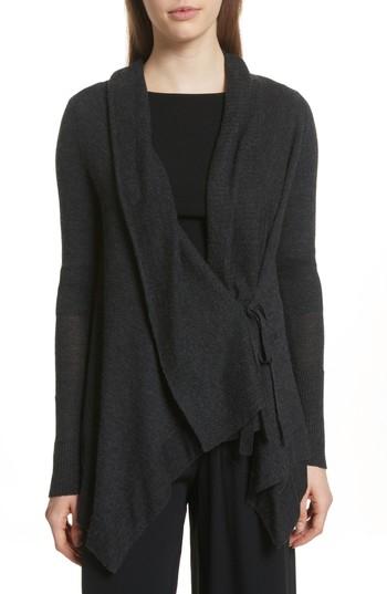 Women's Vince Drape Front Wool & Cashmere Cardigan - Grey