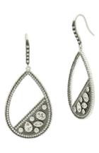 Women's Freida Rothman Industrial Finish Pave Open Teardrop Earrings