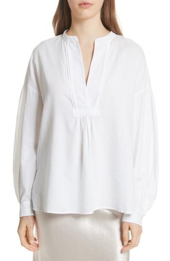 Women's Vince Shirred Cotton Blouse - White