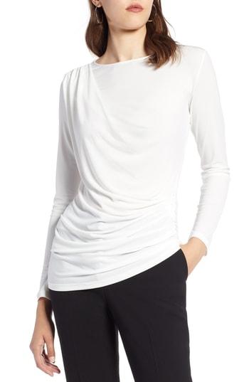 Women's Halogen Drape Front Jersey Top - Ivory