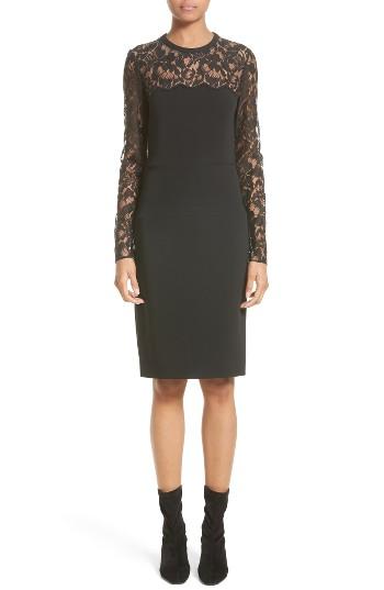 Women's Stella Mccartney Lace Illusion Sheath Dress Us / 38 It - Black