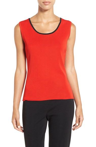 Women's Ming Wang Tipped Scoop Neck Long Tank
