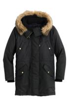 Women's J.crew Granstorm Water Resistant Hooded Parka With Faux Fur Trim, Size - Black
