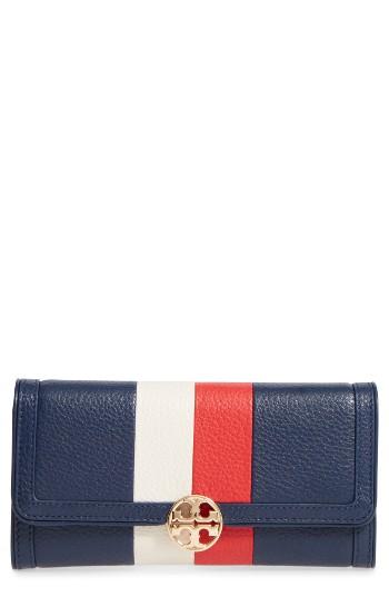 Women's Tory Burch Duet Chain Stripe Leather Continental Wallet -