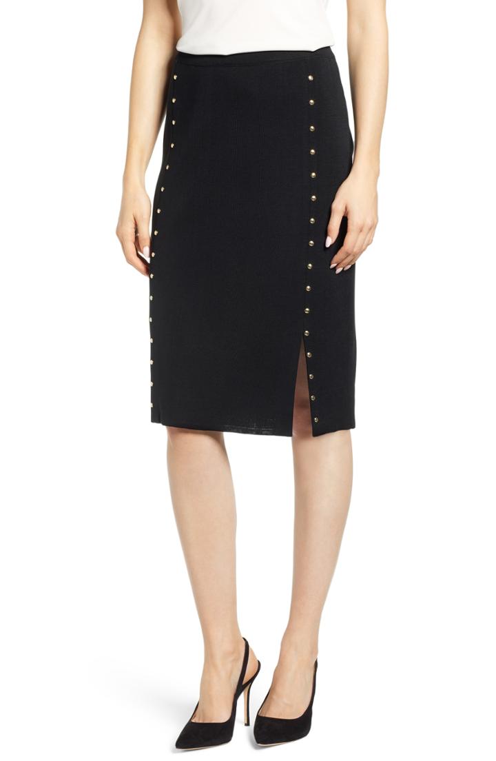 Women's Ming Wang Studded Pencil Skirt - Black