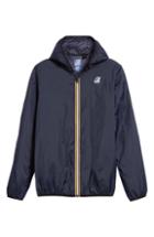 Men's K-way Le Vrai 3.0 Claude Light Warm Water Resistant Hooded Windbreaker - Blue