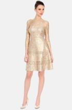 Women's Kay Unger Metallic Lace Fit & Flare Dress