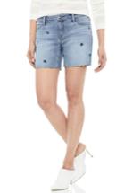 Women's Sam Edelman The Derby Embroidered Denim Bermuda Shorts - Blue