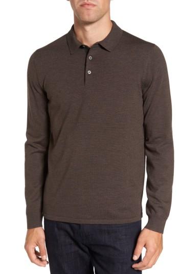 Men's Nordstrom Men's Shop Merino Wool Polo Sweater - Brown