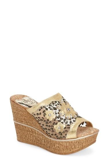 Women's Love And Liberty 'mila' Platform Wedge Slide Sandal M - Metallic