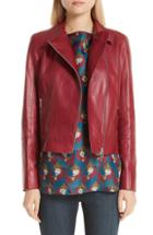 Women's Lafayette 148 New York Marykate Leather Moto Jacket - Red